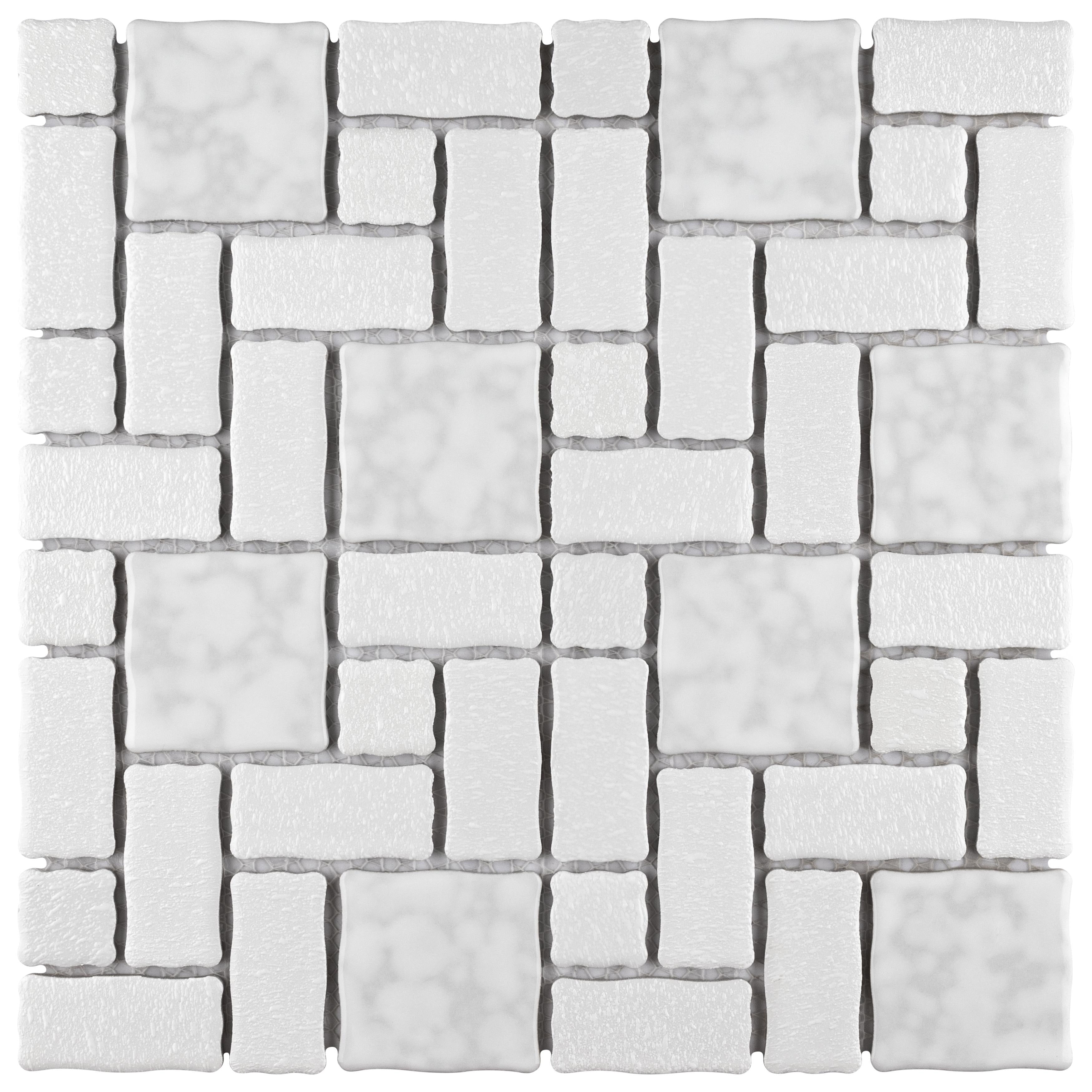 Somertile 11.75X11.75 Inch Collegiate White Porcelain Mosaic Floor And Wall Tile 10 Tiles 9.79 Sqft.