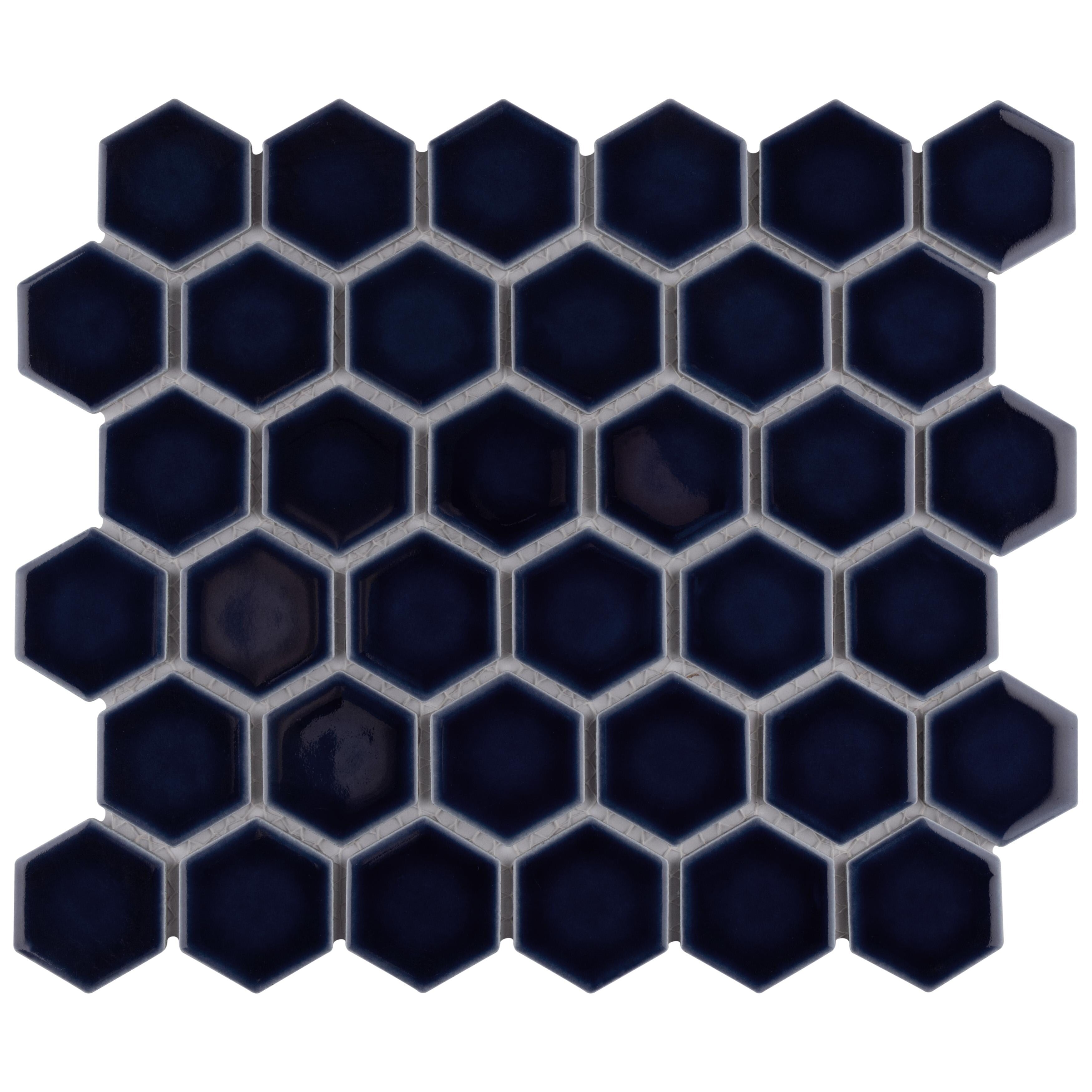 Somertile Hudson 1 In. Hex Smokey Blue 12 1 2 In. X 11 1 4 In. X 5Mm Porcelain Mosaic Tile 10 Tiles 9.97 Sqft.