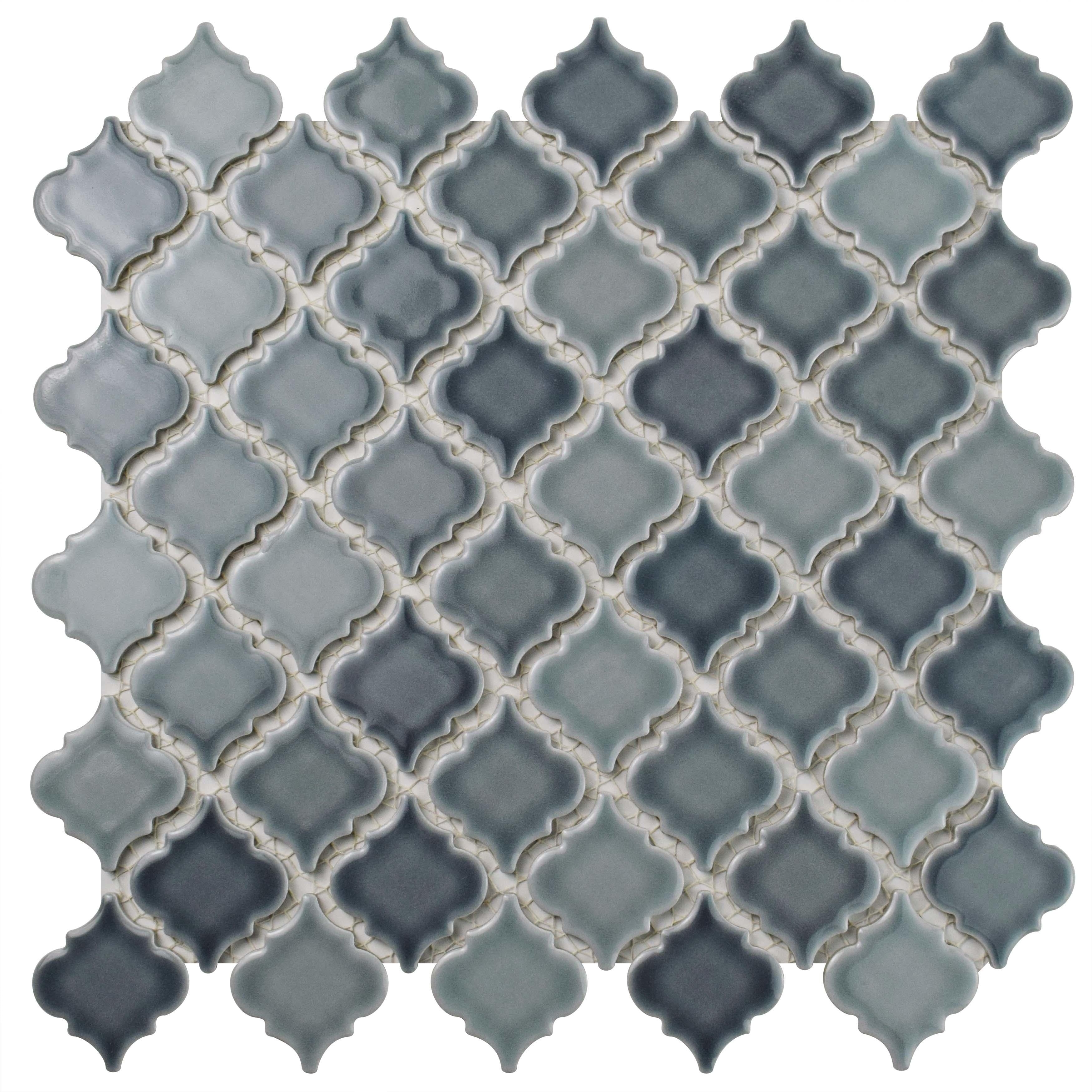 Somertile 12.375X12.5 Inch Antaeus Stillwater Porcelain Mosaic Floor And Wall Tile 10 Case 10.7 Sqft.