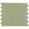 Somertile Metro 1 In. Hex Glossy Olive 11.88X10 Inch Porcelain Mosaic Tile 10 Tiles 8.65 Sqft. Case
