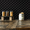 Somertile 9.75X10.25 Inch Victorian Morocco Glossy Black Porcelain Mosaic Floor And Wall Tile 10 Tiles 7 Sqft.