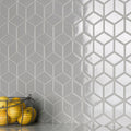 Somertile 10.5 X 12.125 Inch Victorian Rhombus Glossy Light Grey Porcelain Mosaic Floor And Wall Tile 10 Tiles 9.04 Sqft.