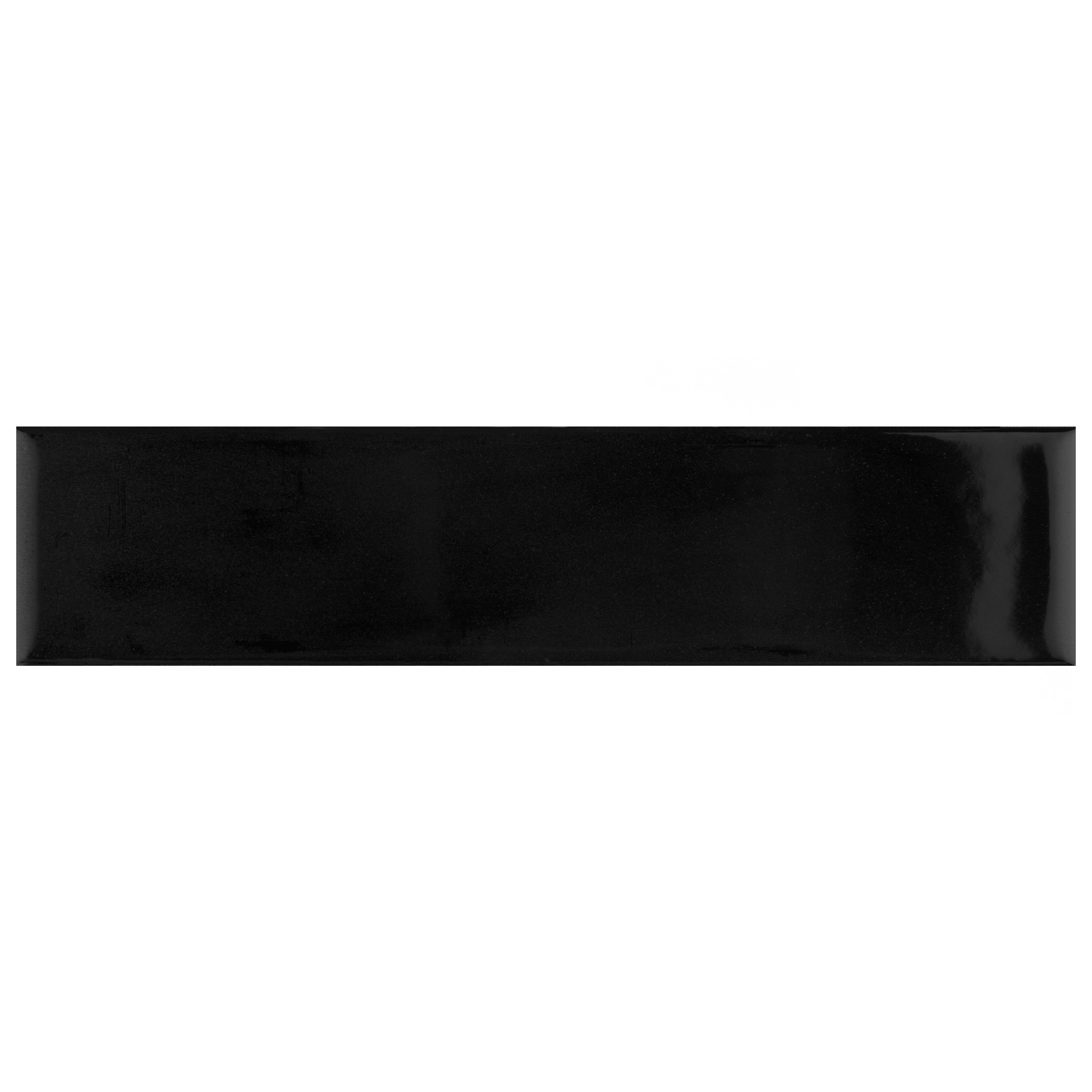 Somertile 1.75X7.75 Inch Victorian Soho Subway Glossy Black Porcelain Floor And Wall Tile 10 Tiles 1 Sqft.
