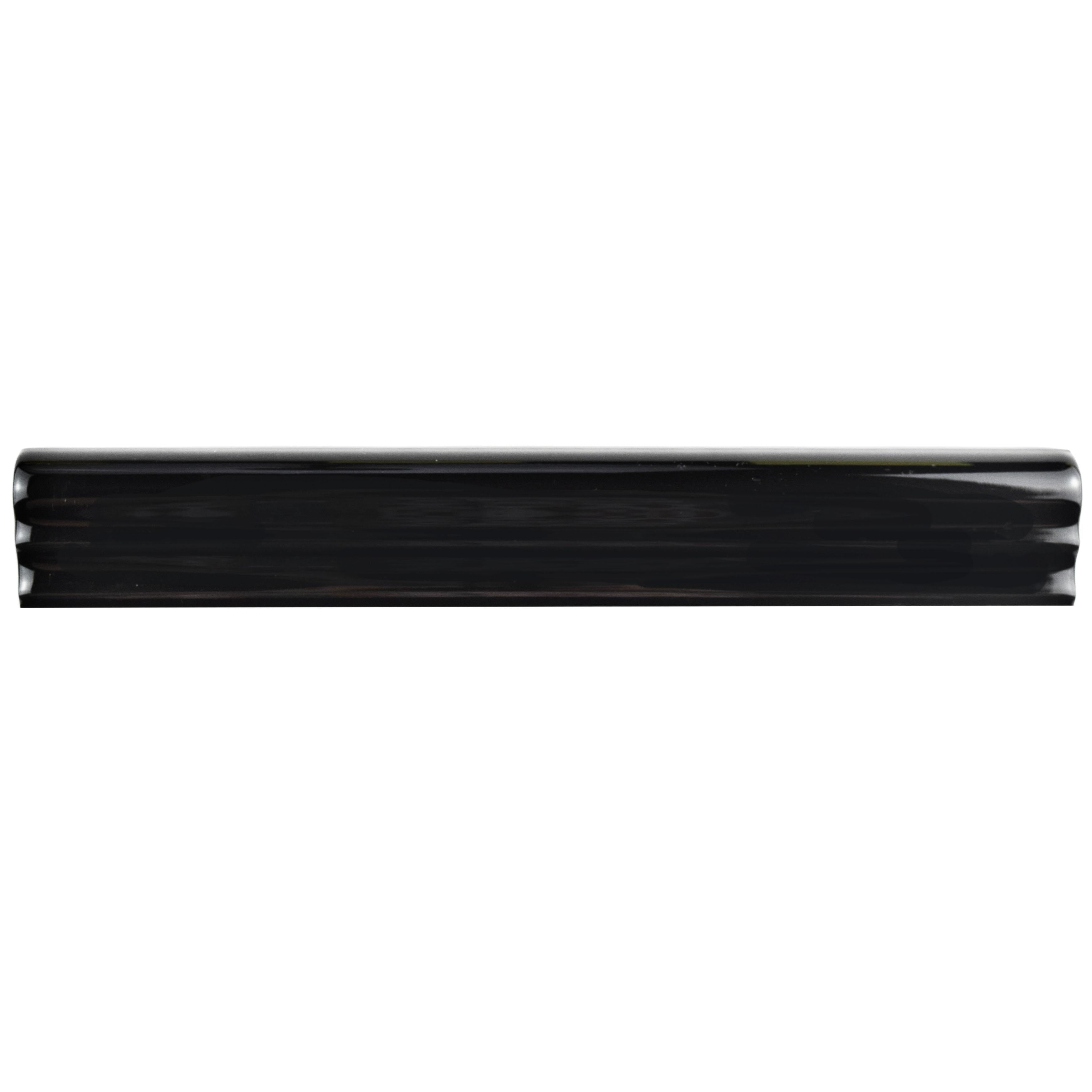 Somertile 1.25X7.875 Inch Nero Brillo Zen Ceramic Moldura Trim Wall Tile 10 Tiles