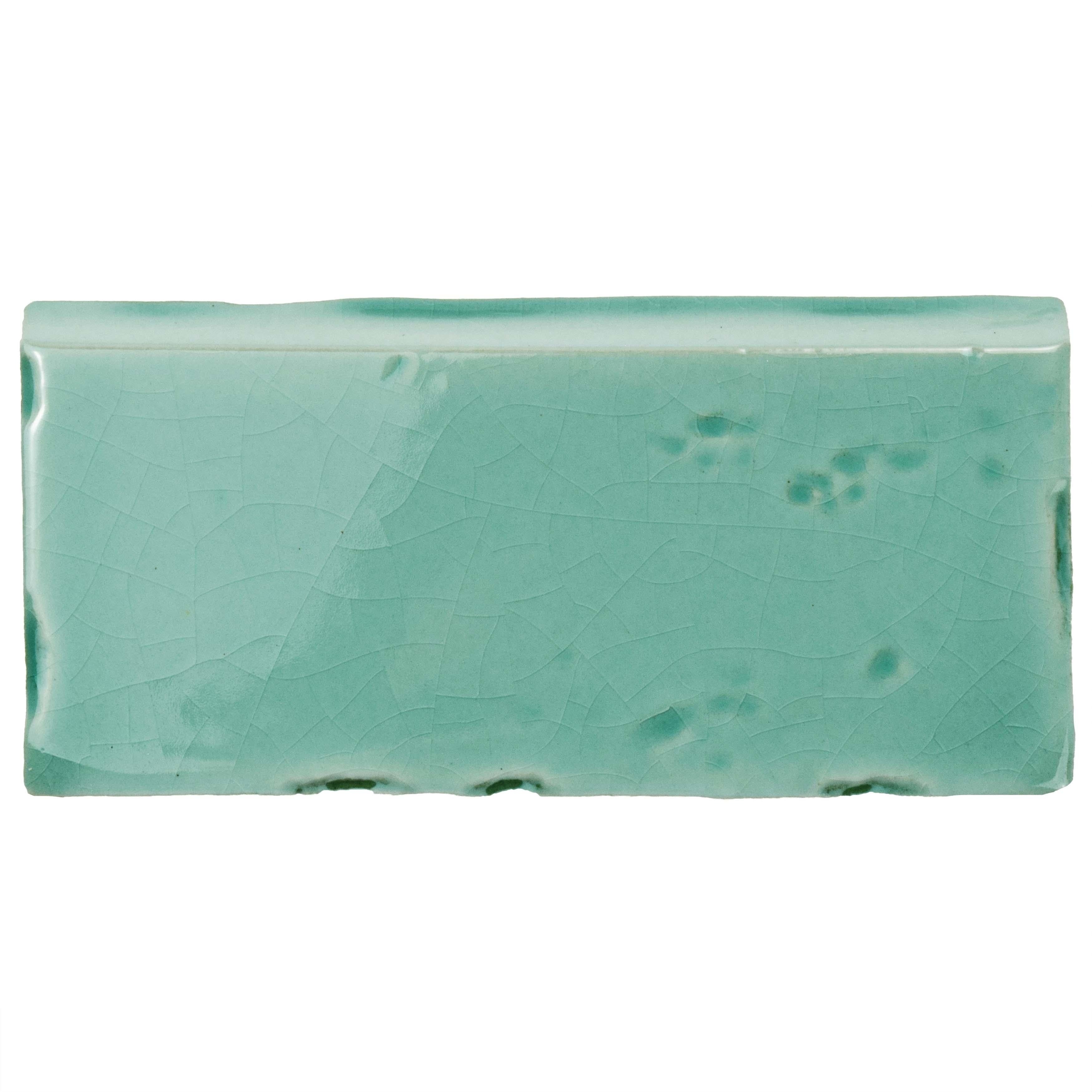 Somertile 2.5X5.125 Inch Nove Aguamarina Zocalo Ceramic Wall Trim Tile 6 Tiles