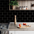 Somertile 3X6 Inch Malda Subway Glossy Black Ceramic Wall Tile 136 Tiles 19.18 Sqft.