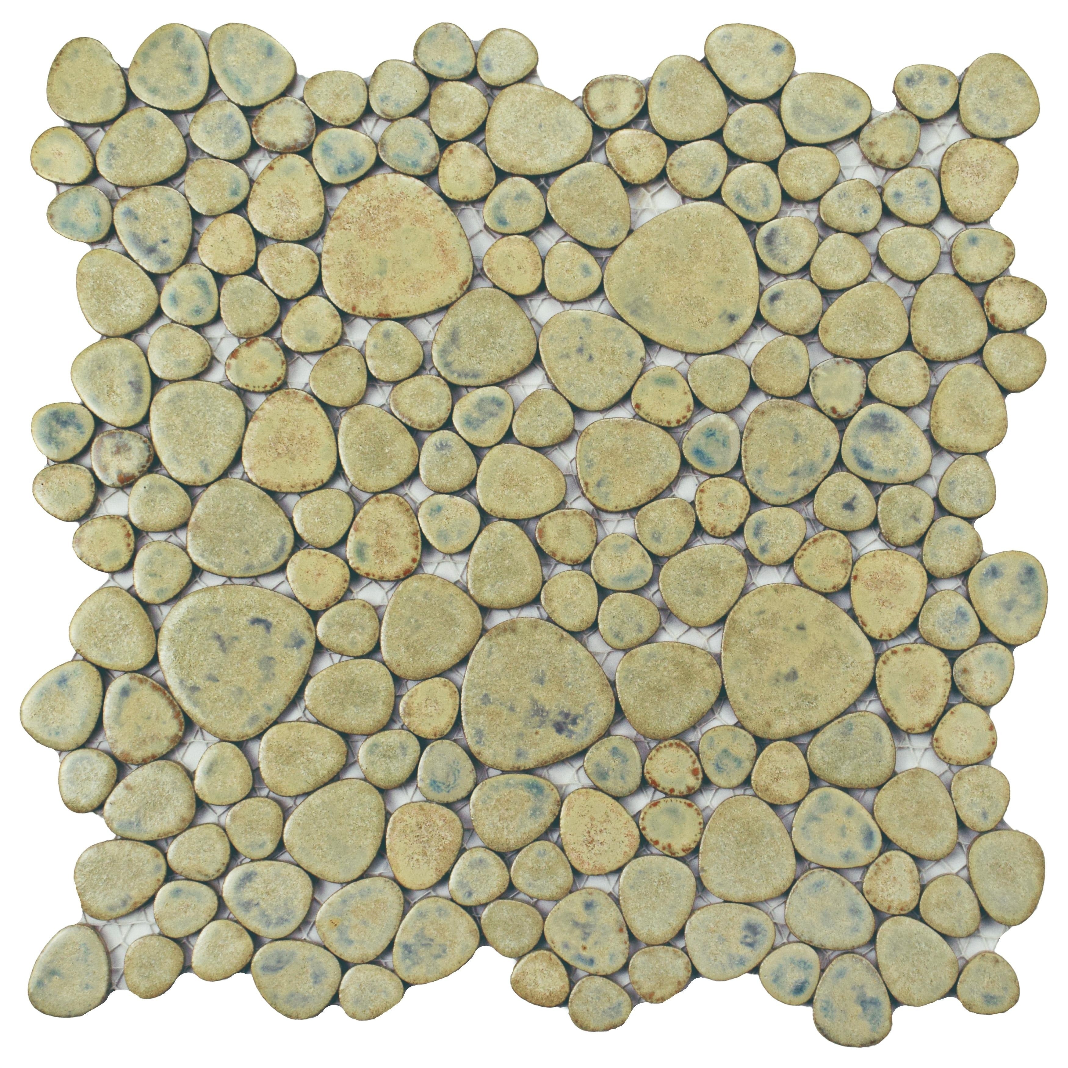 Somertile 11X11 Inch Quarry Green Moss Porcelain Mosaic Floor And Wall Tile 10 Tiles 8.4 Sqft.