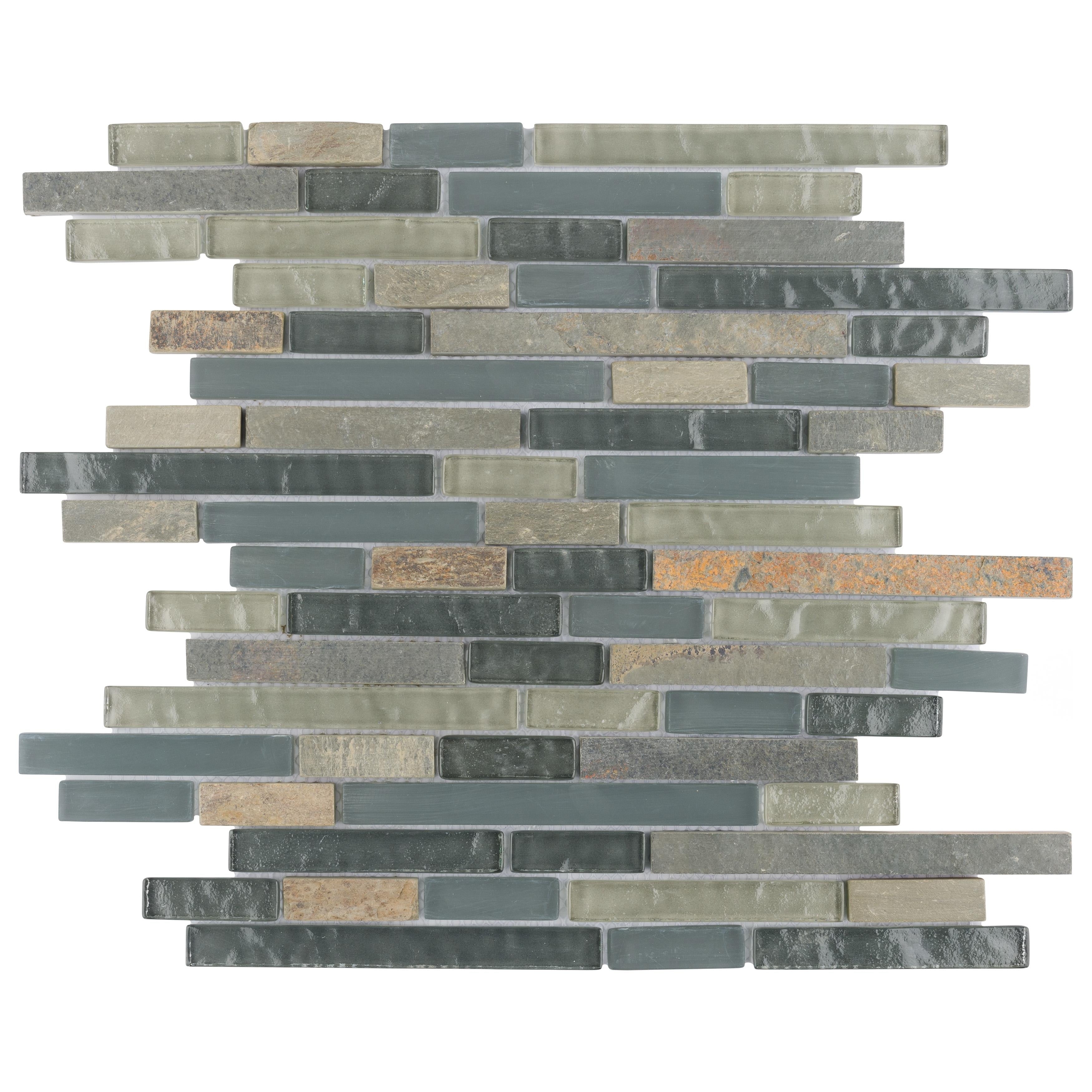 Somertile 11.75X11.875 Inch Reflections Piano Wisp Glass And Stone Mosaic Wall Tile 10 Tiles 9.7 Sqft.