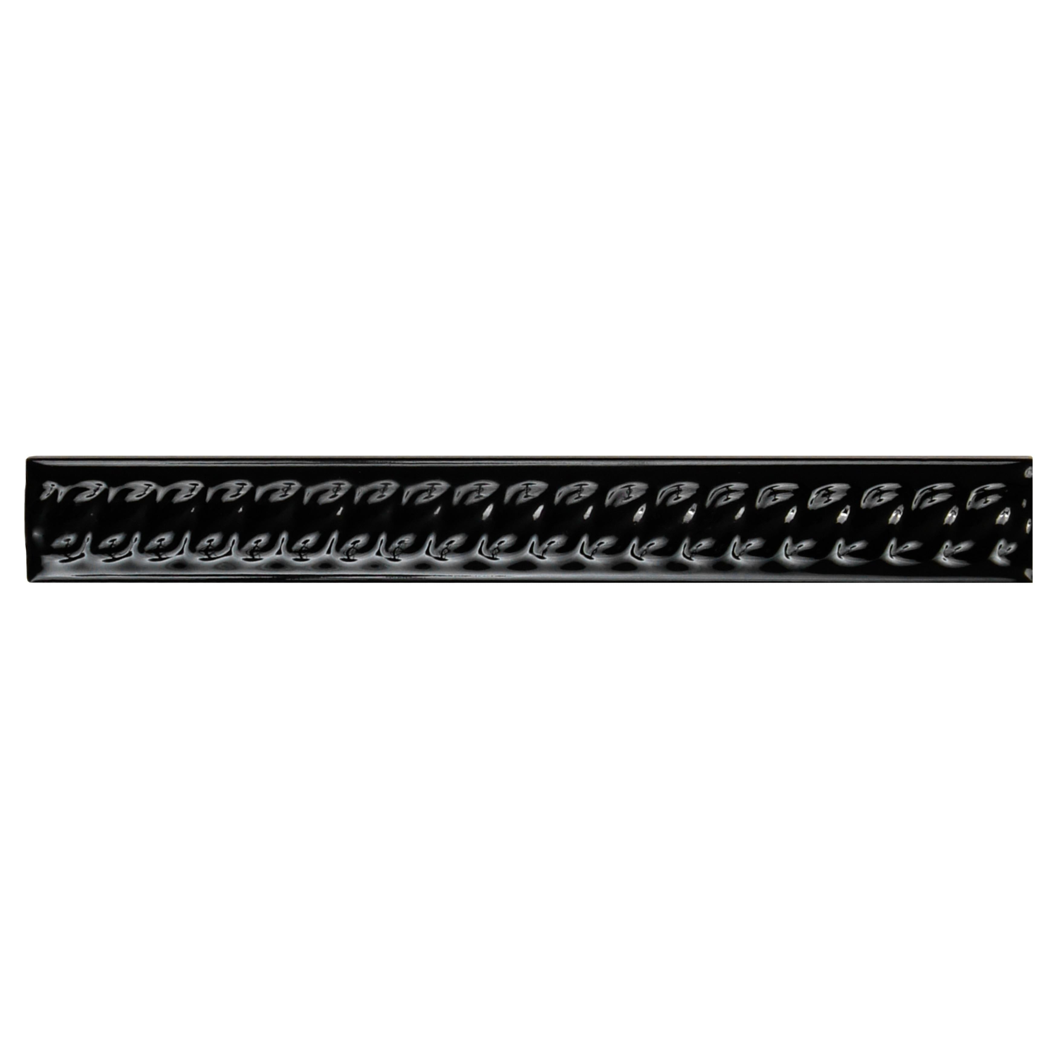 Somertile 1X7.875 Inch Trenzas Negra Moldura Ceramic Rope Pencil Trim Tile 12 Tiles