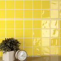 Somertile 3.875X3.875 Inch Curve Square Yellow Lemon Ceramic Wall Tile 90 Tiles 10.34 Sqft. Case
