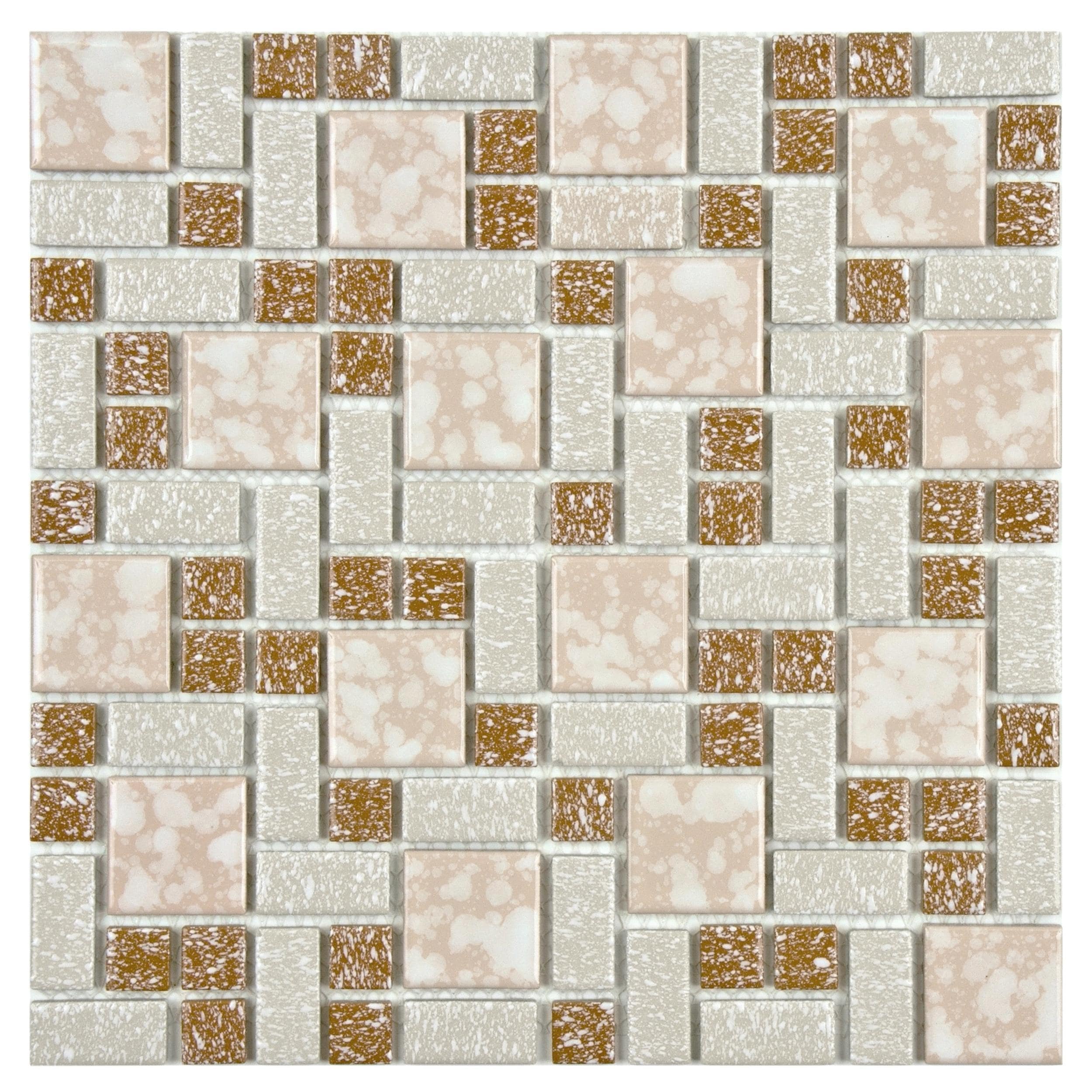 Somertile 11.75X11.75 Inch Academy Beige Porcelain Mosaic Floor And Wall Tile 10 Tiles 9.62 Sqft.
