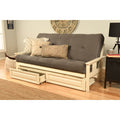 Somette Beli Mont Futon With Antique White Frame Grey Suede Mattress And Storage Drawers