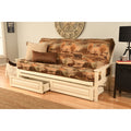 Somette Beli Mont Futon With Antique White Hardwood Frame Rustic Pattern Cotton Polyester Mattress And Storage Drawers