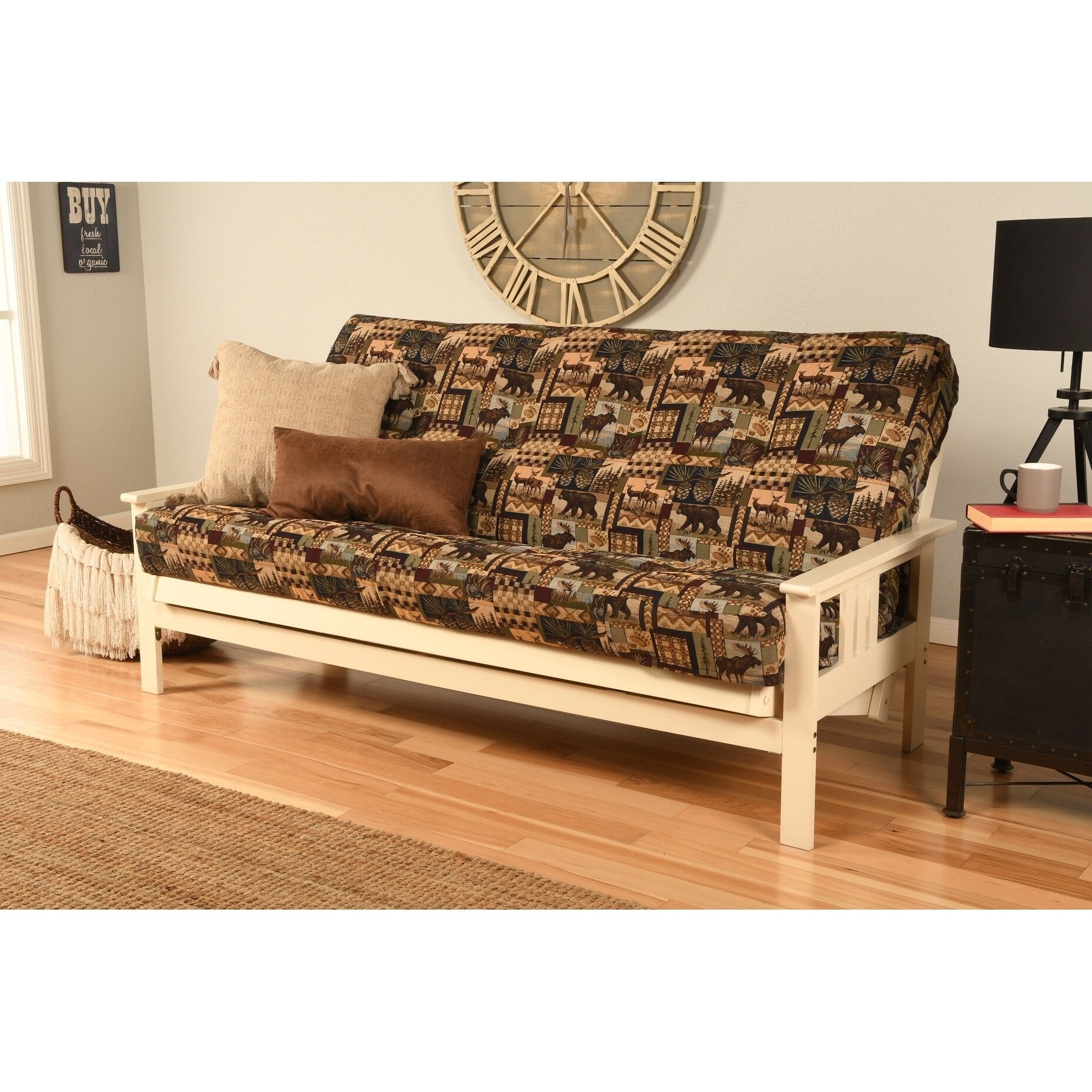 Somette Beli Mont Multi Color Fabric Wood Futon