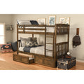 Somette Claire Twin Bunk Bed In Rustic Walnut Finish With Tray And Storage And Trundle Options