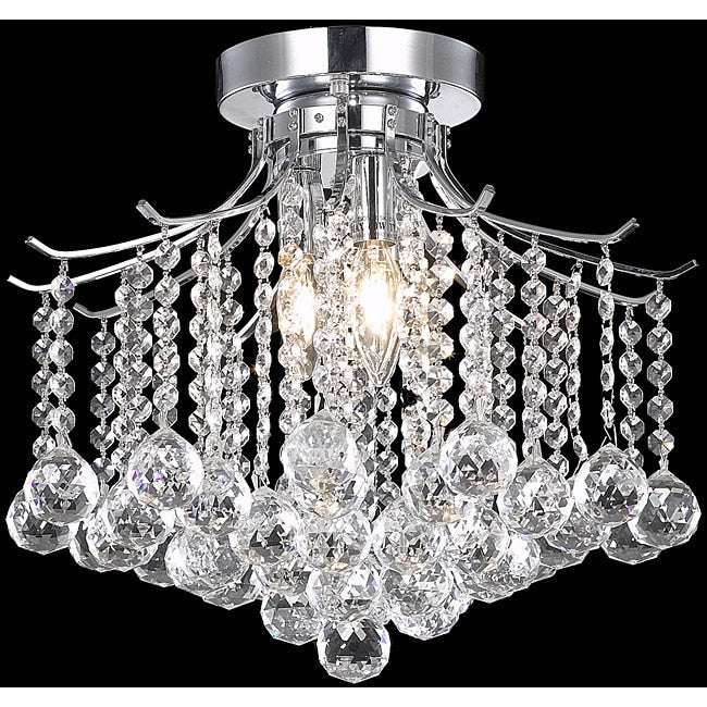 Somette Crystal 3 Light Chrome Chandelier Flush Mount