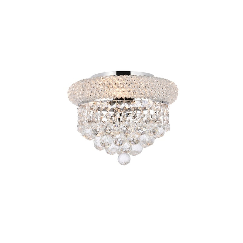 Somette Geneva 3 Light Royal Cut Crystal And Chrome Flush Mount