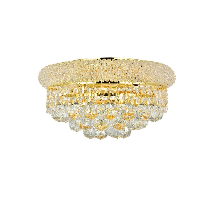 Somette Geneva 6 Light Royal Cut Crystal And Gold Flush Mount
