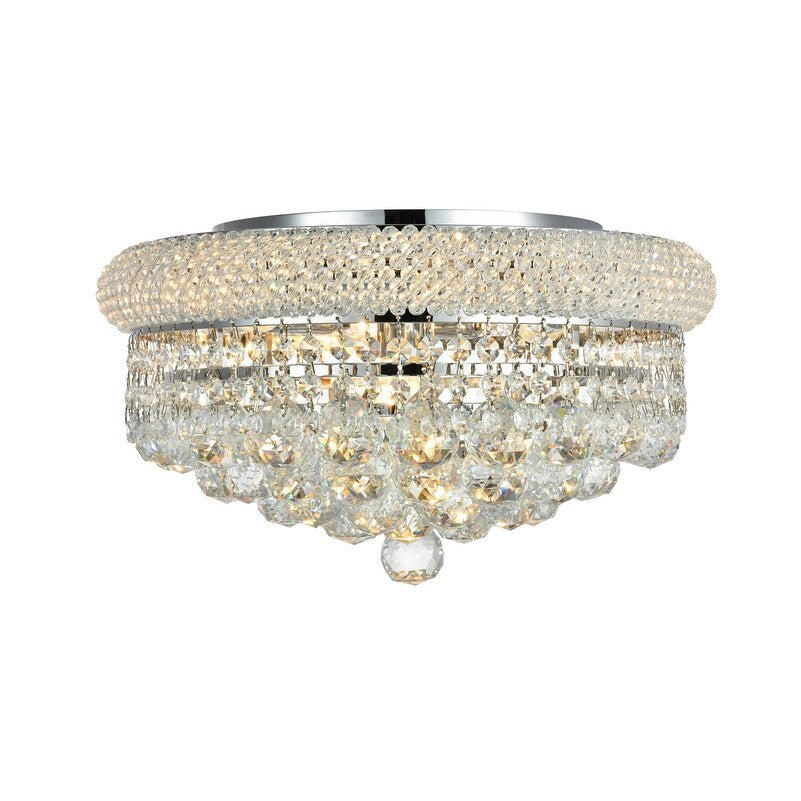 Somette Geneva 8 Light Royal Cut Crystal And Chrome Flush Mount