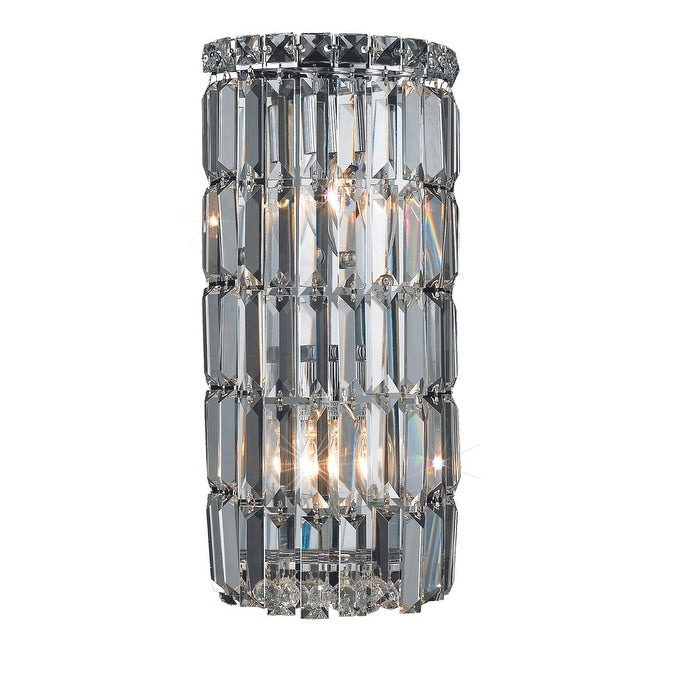 Somette Lausanne 2 Light Royal Cut Crystal Chrome Wall Sconce