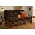 Somette Tucson Full Size Futon Set In Rustic Walnut Finish With Leather Mattress