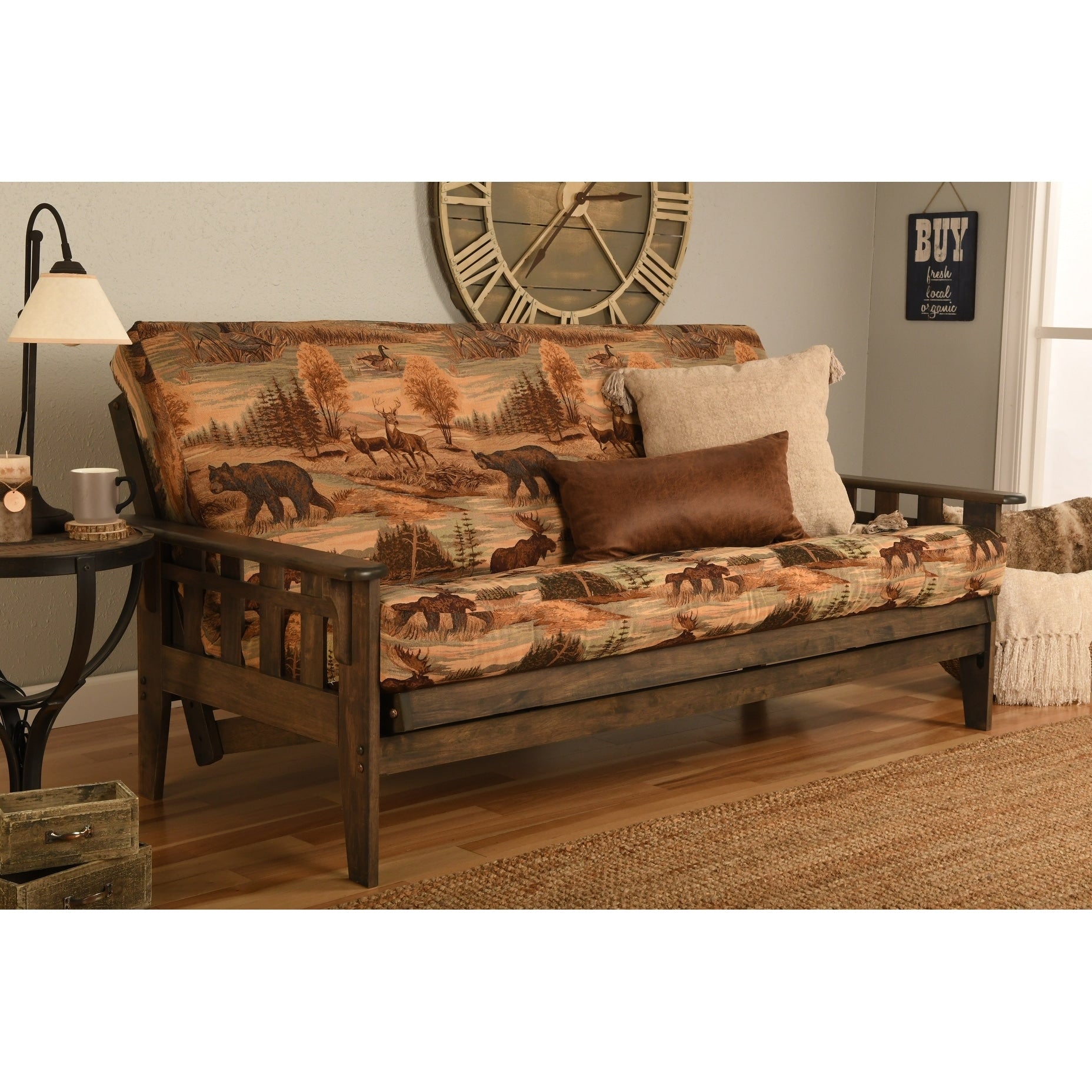 Somette Tucson Full Size Futon Set In Rustic Walnut Finish