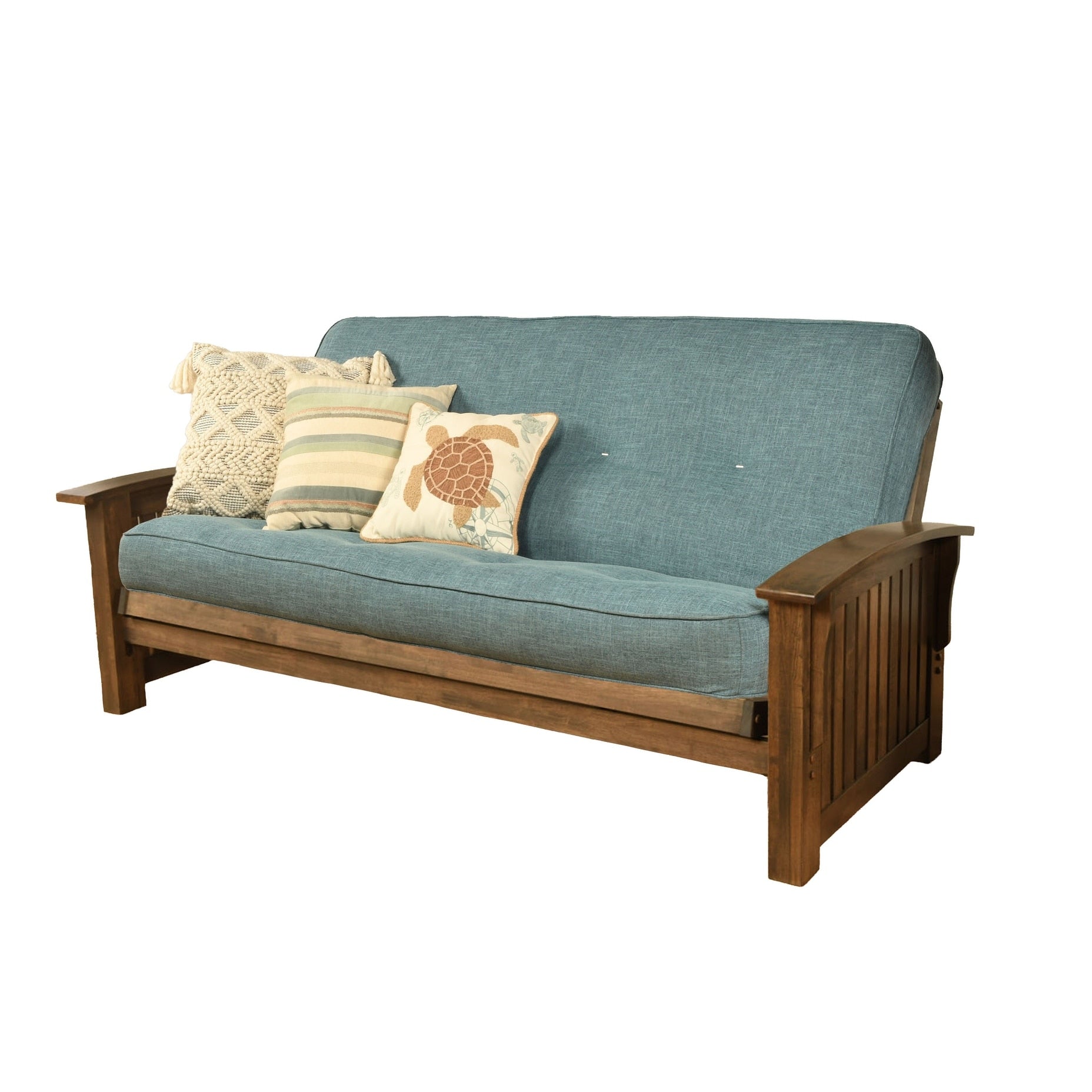 Somette Washington Futon In Rustic Walnut With Linen Mattress