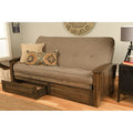 Somette Washington Storage Futon In Rustic Walnut With Suede Mattress