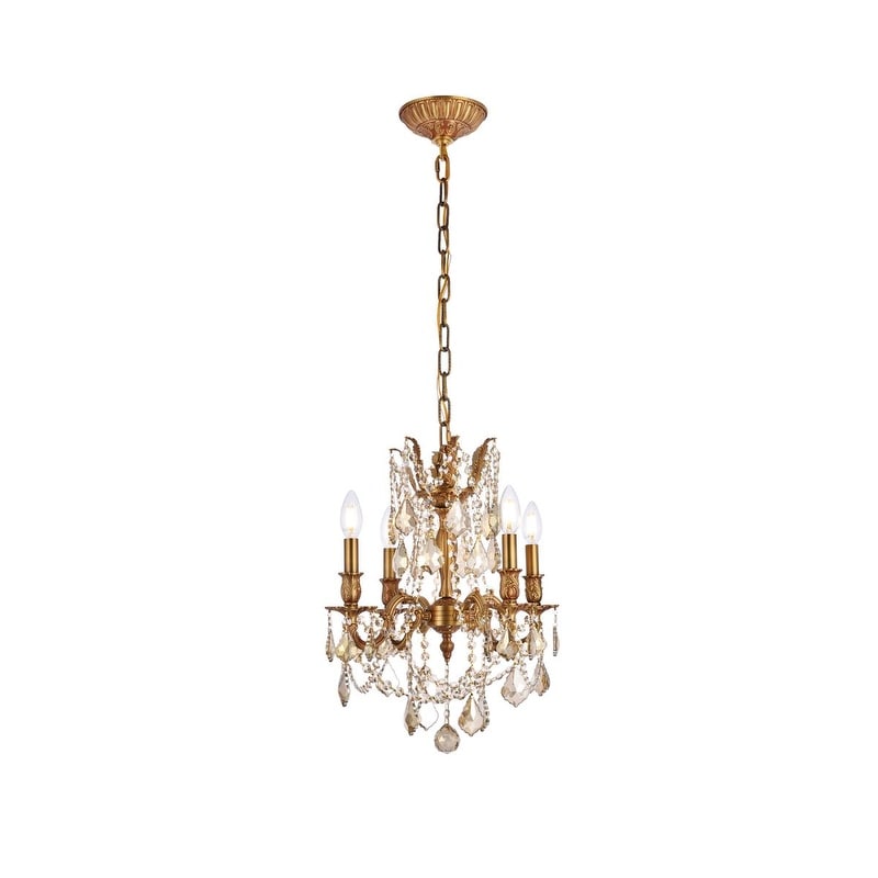 Somette Zurich 4 Light Royal Cut Gold Crystal And French Gold Chandelier