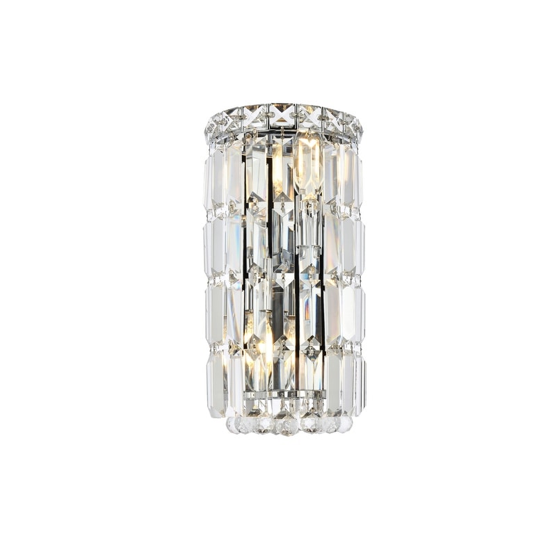 Somette Lausanne 2 Light Royal Cut Crystal Chrome Wall Sconce