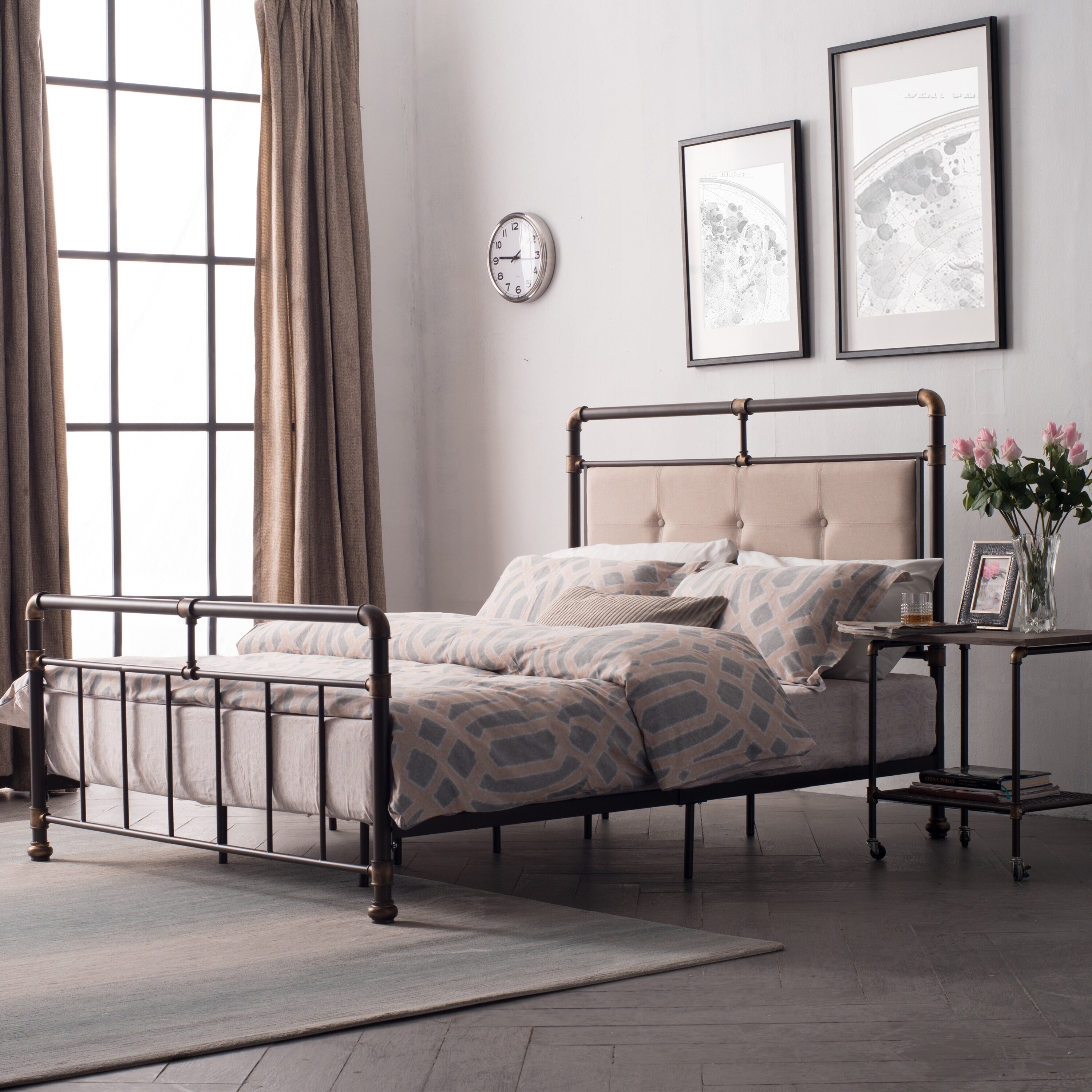 Somme Antique Dark Bronze Iron Metal Bed By Corvus