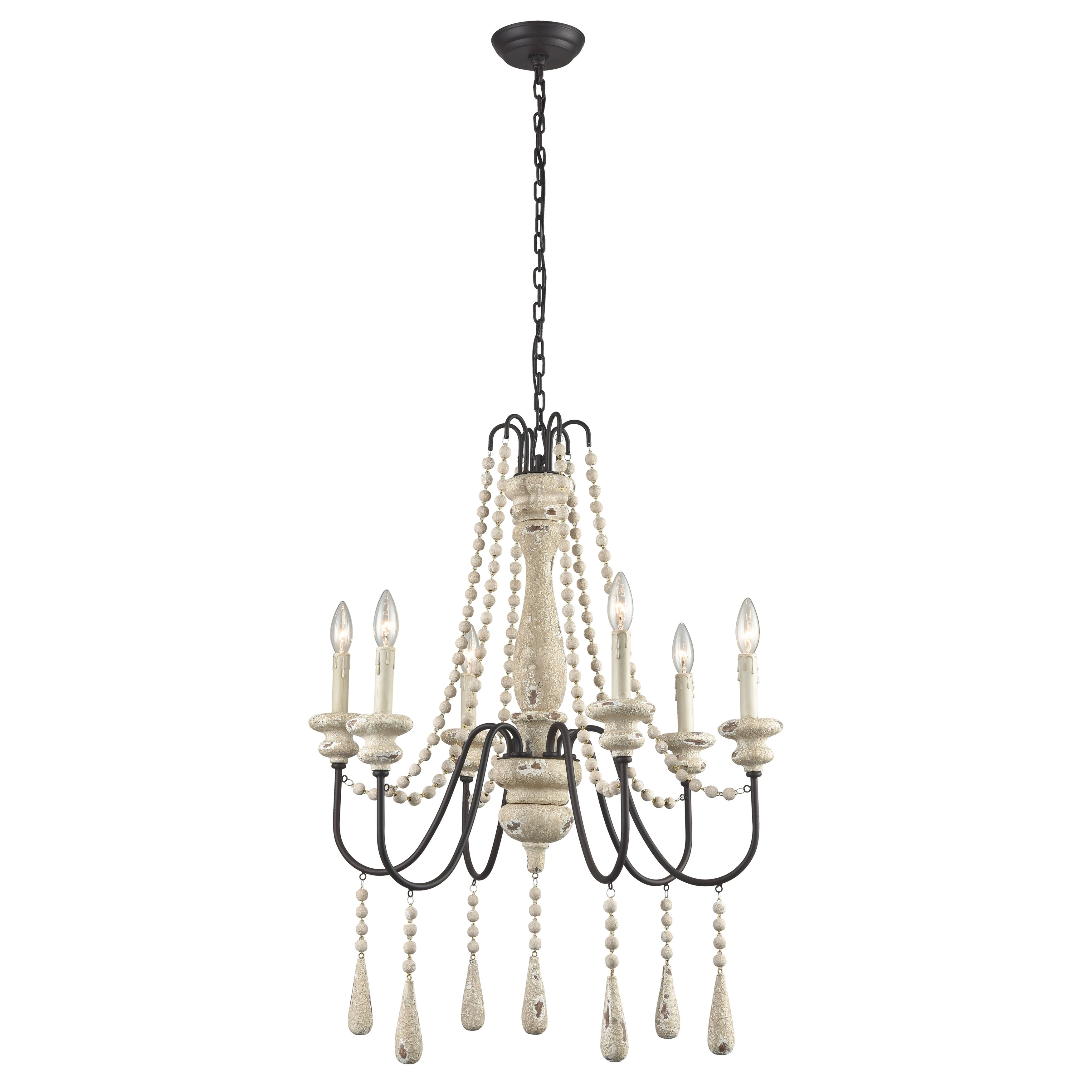 Sommieres 25 Inch Wide 6 Light Chandelier In Antique French Cream 25In W X 25In D X 32In H