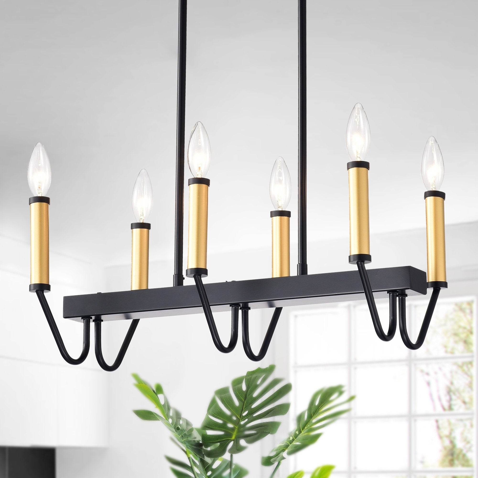 Warehouse Of Tiffany Sonam Matte Black Gold Metal 6 Light Modern Candelabra Chandelier