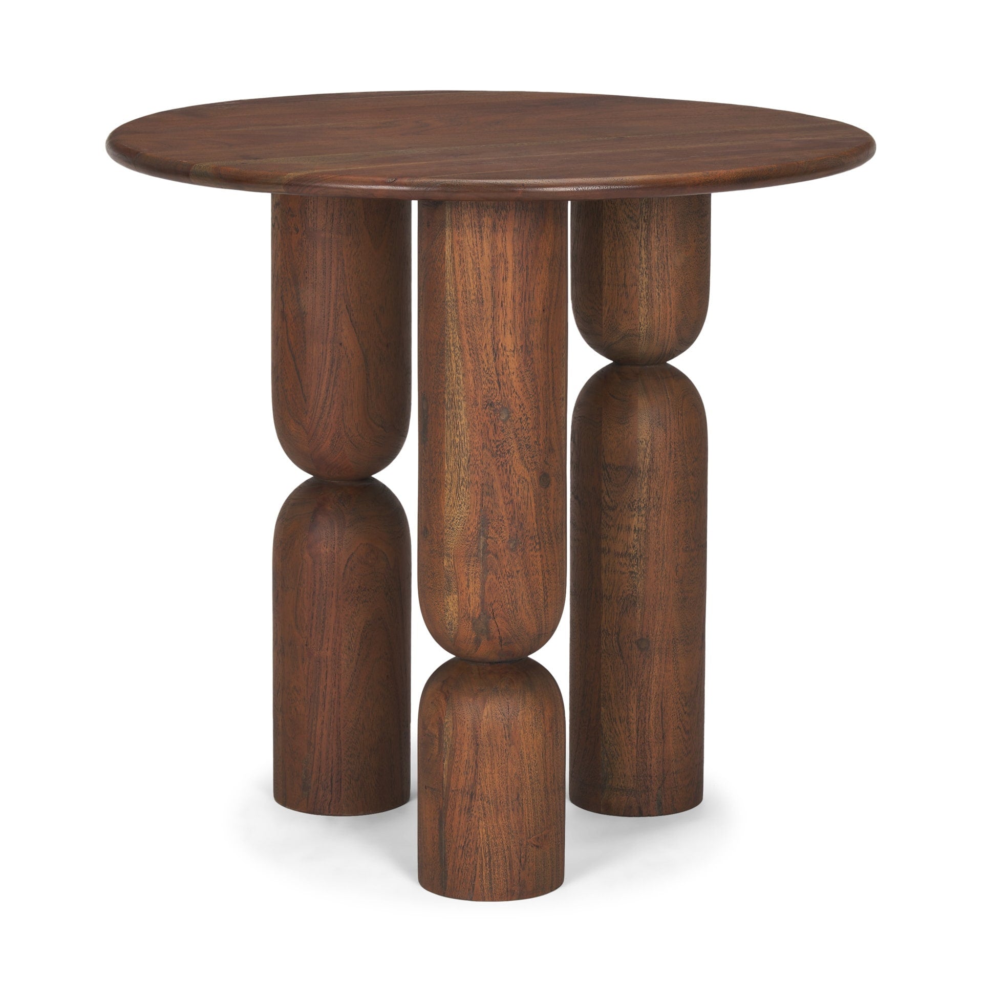 Sonel Pedestal Medium Dark Brown Matte Black Acacia Wood Foyer Table 35.0L X 4.5W X 35.0H