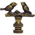 Songbirds Lamp Finial Antique Brass Metal 1.75 H
