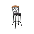 Soni Swivel Bar Height Chair Scroll Back Faux Leather Black Metal