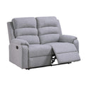 Sonia Manual Reclining Loveseat Bone White Channel Tufted Burlap 53 Inch