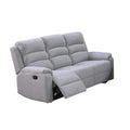 Sonia Manual Reclining Sofa Bone White Channel Tufted Burlap 74 Inch