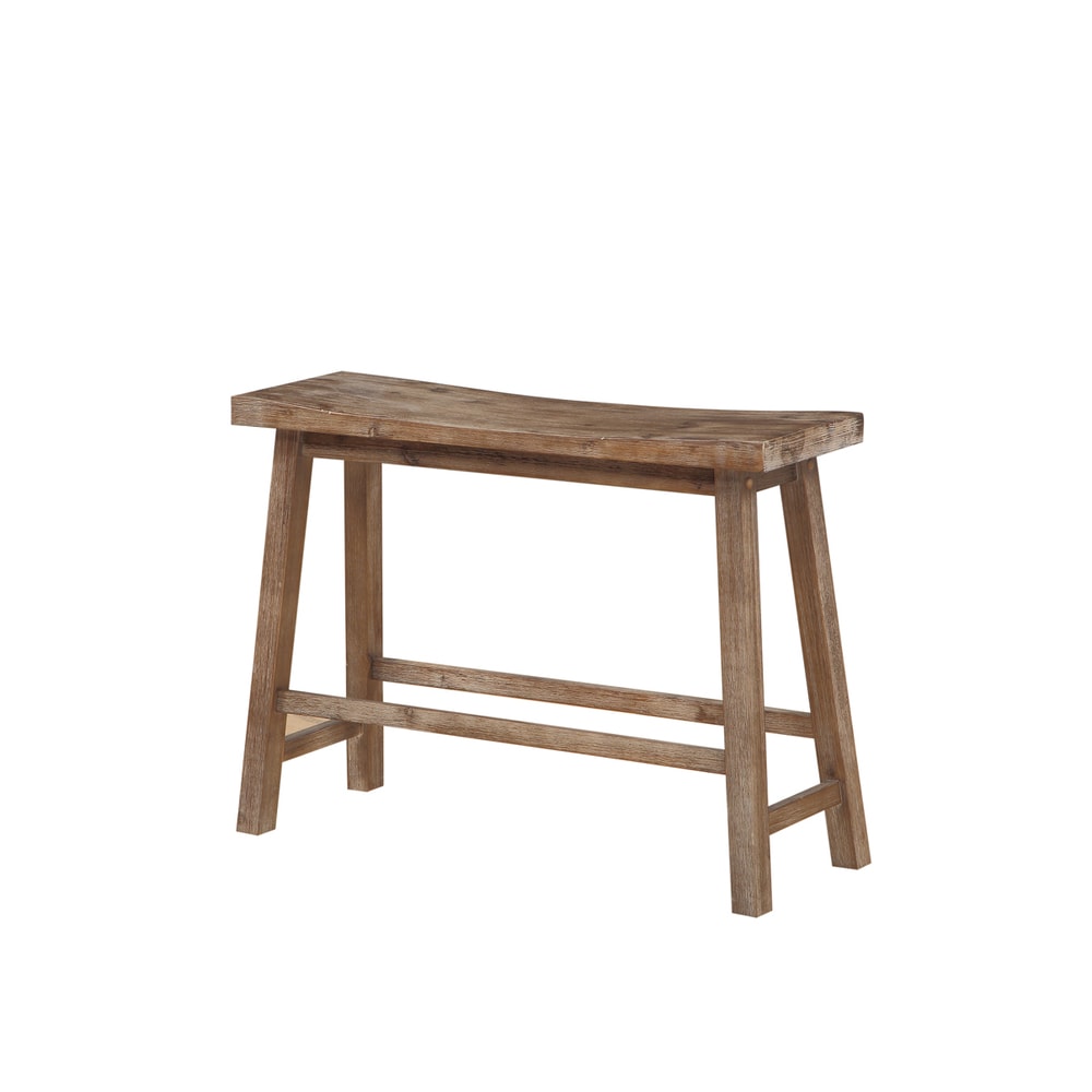 Sonoma Grey Wood Saddle Dining Bench