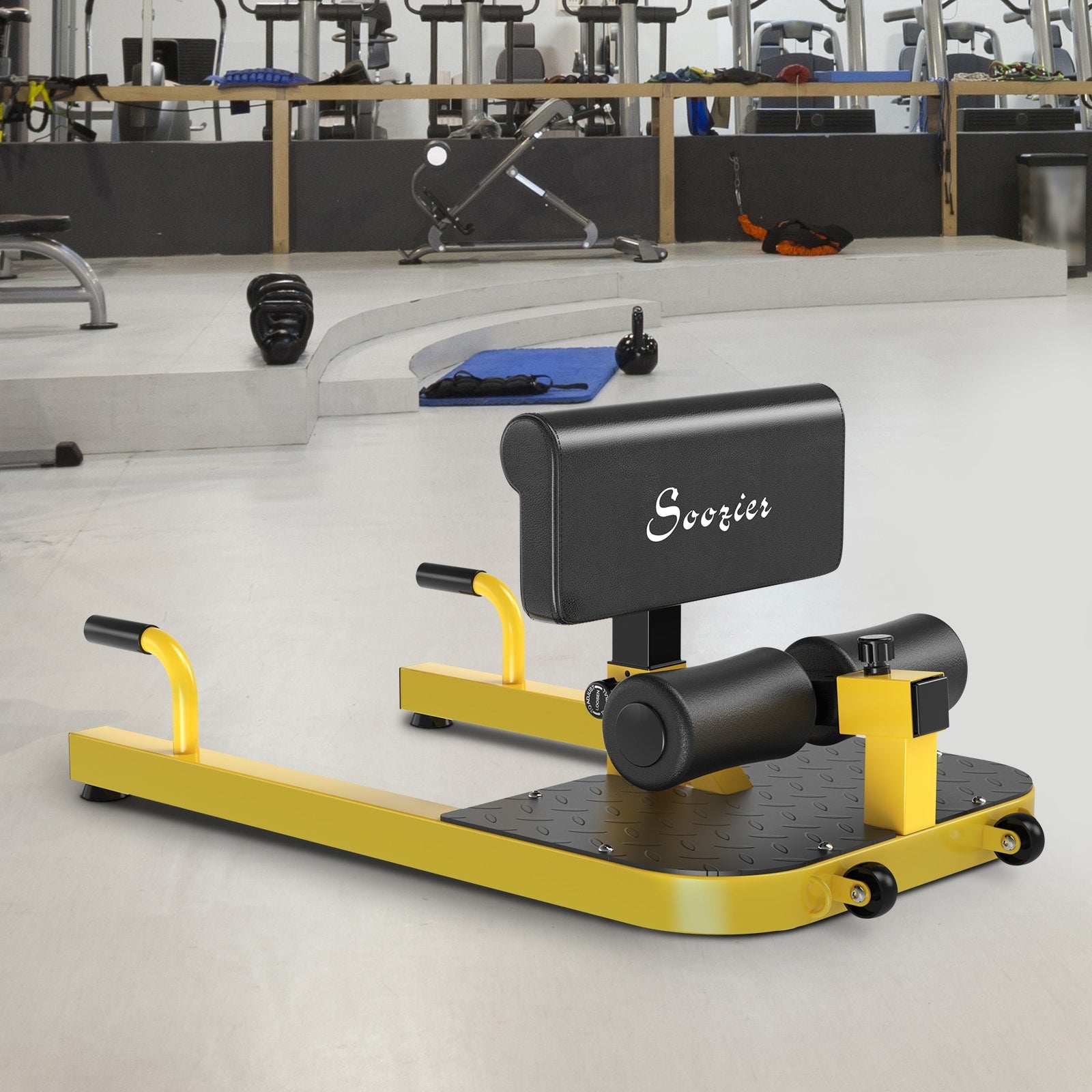 Soozier 3 In 1 Padded Push Up Sit Up Deep Sissy Squat Machine Home Gym Fitness Equipment Yellow
