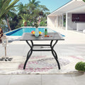 Phi Villa 37 X 37 Square Outdoor Dining Table Powder Coated Steel Frame Top Umbrella Stand Deck