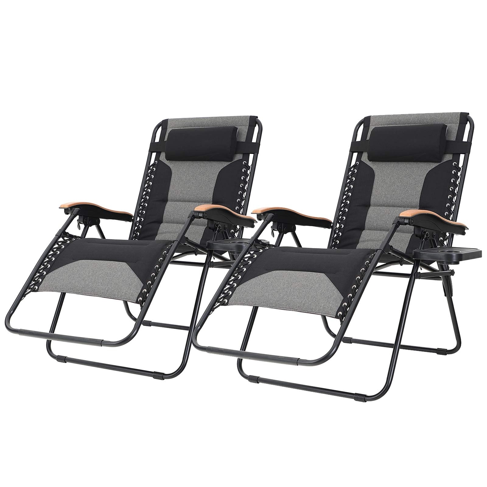 Sophia William Padded Zero Gravity Chair 2 Pack Oversize Lounge Chair With Free Cup Holder Supports 350 Lbs