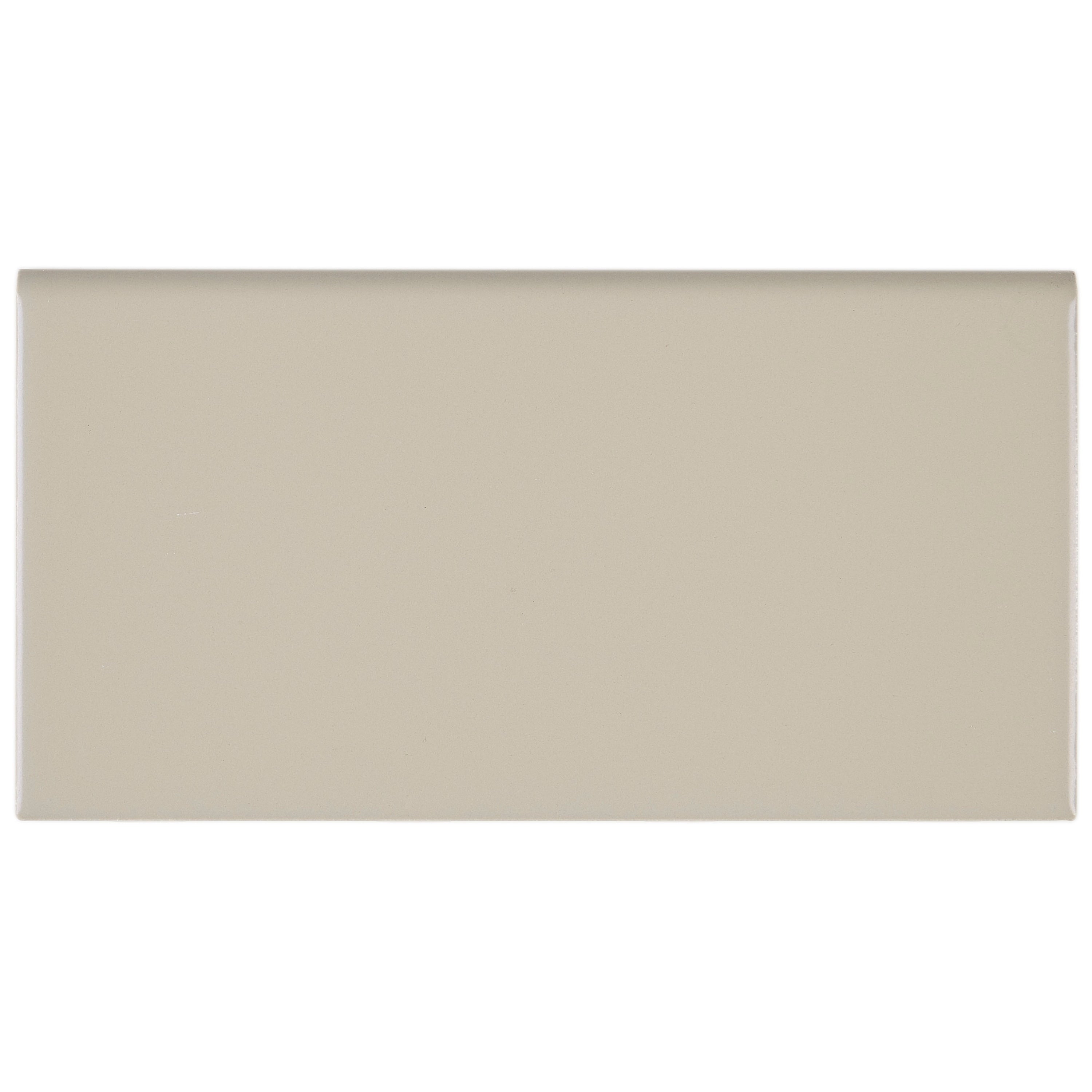 Sophisticated 4X8 Inch Glazed Ceramic Bullnose In Matte Urban Putty 4X8