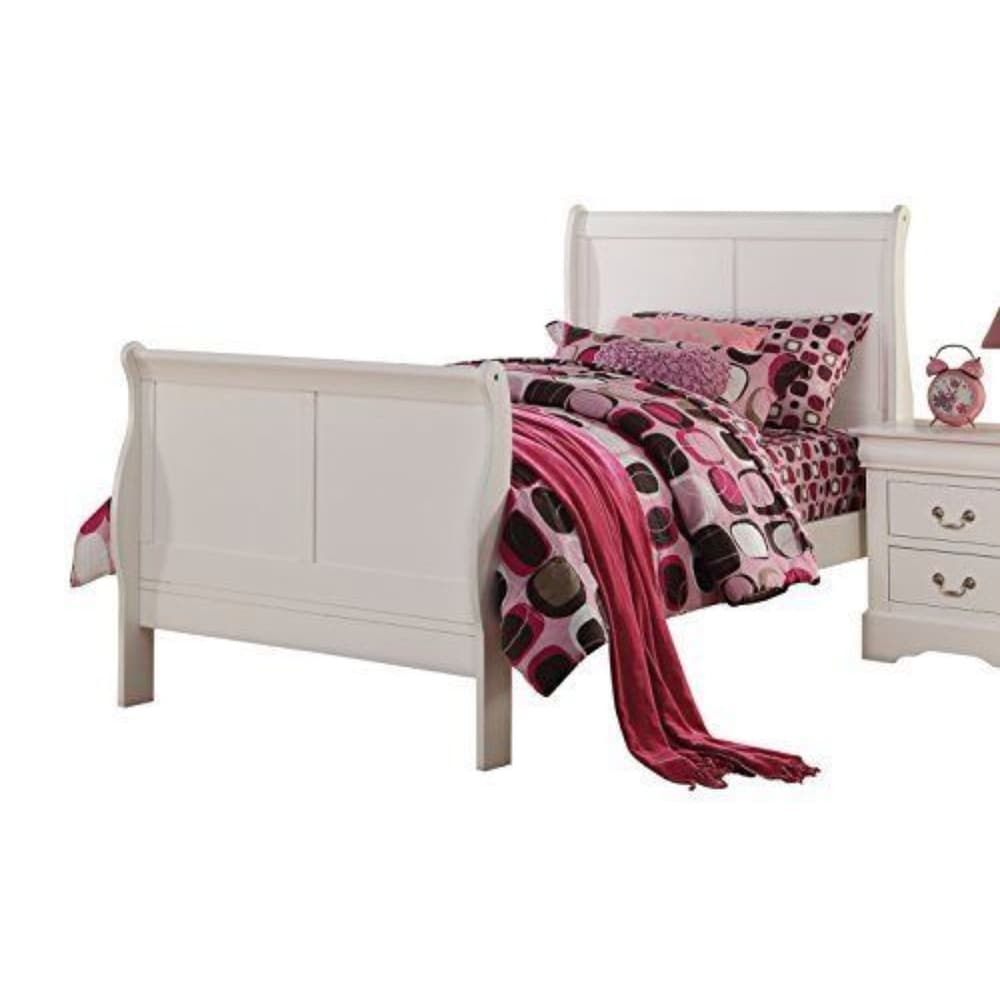 Sophisticated Contemporary Style Twin Size Sleigh Bed White