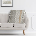 Sophisticated Grayscale And Red Tasseled Throw Pillow