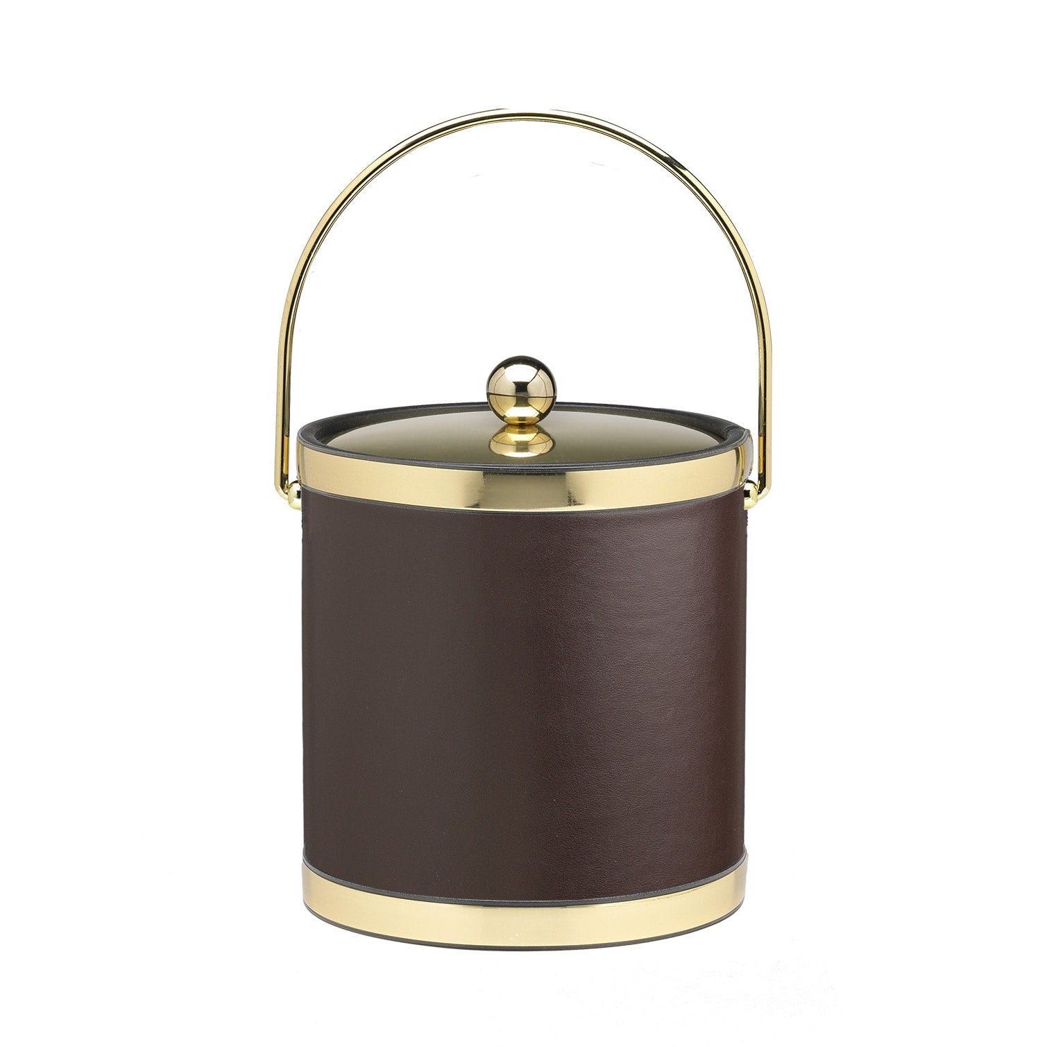 Kraftware Sophisticates With Polished Gold 3 Quart Ice Bucket With Metal Cover Bands And Bale Handle