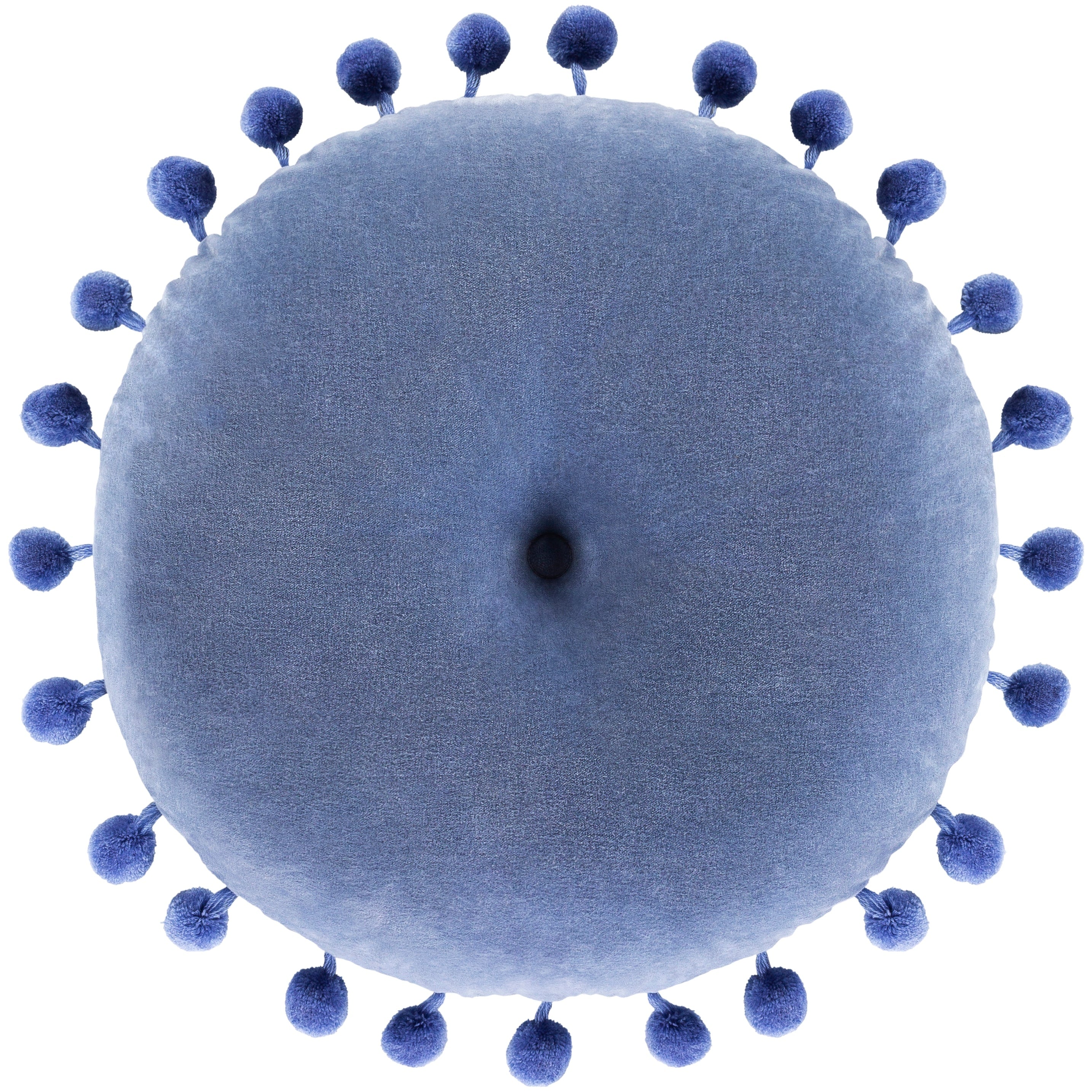Aida Cotton Velvet Pom Pom 18 Round Throw Pillow