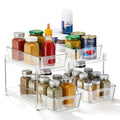 Sorbus 2 Tier Pull Out Kitchen Organizers 2 Pack Clear Storage Drawers Stackable Bins For Pantry Kitchen