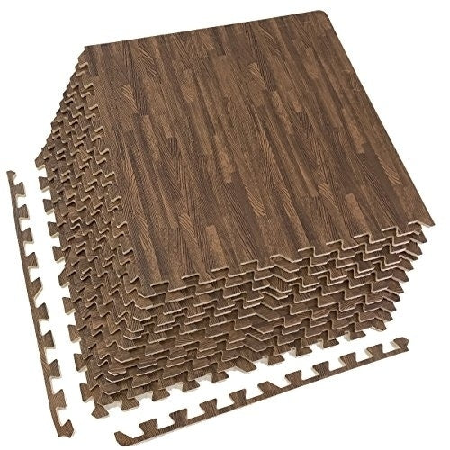 Sorbus Interlocking Floor Mat Wood Grain Print