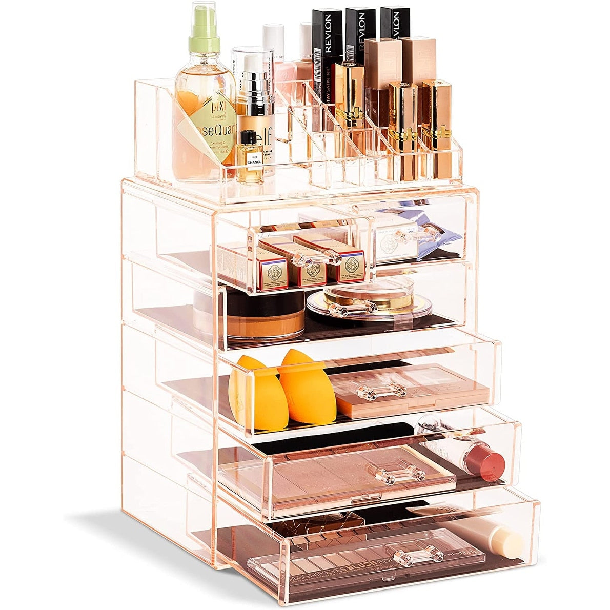 Sorbus Pink Acrylic Cosmetic Makeup And Jewelry Storage Case